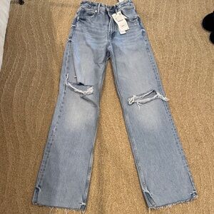 Zara Light Blue Straight Leg Jeans